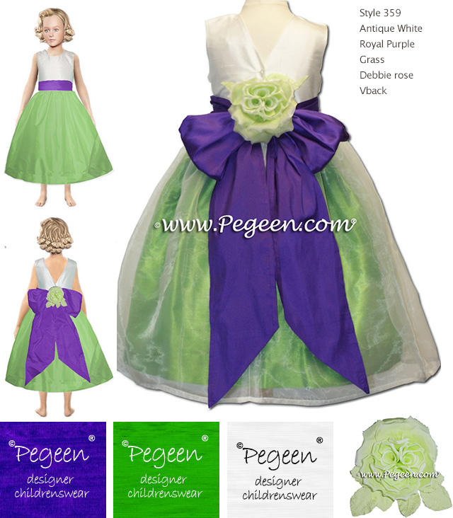 Flower girl dress style 359 in apple and purple heart