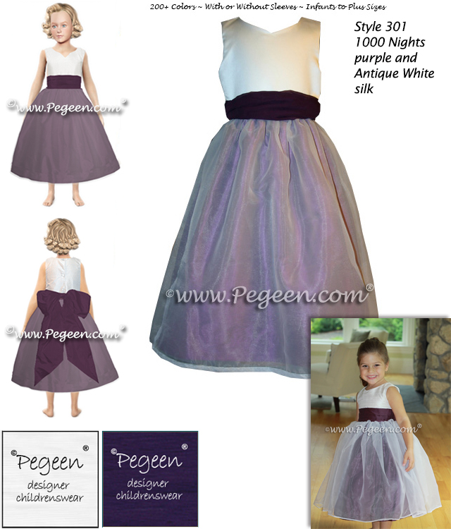 Flower Girl Dress Style 301 in 1000 Nights and White Silk