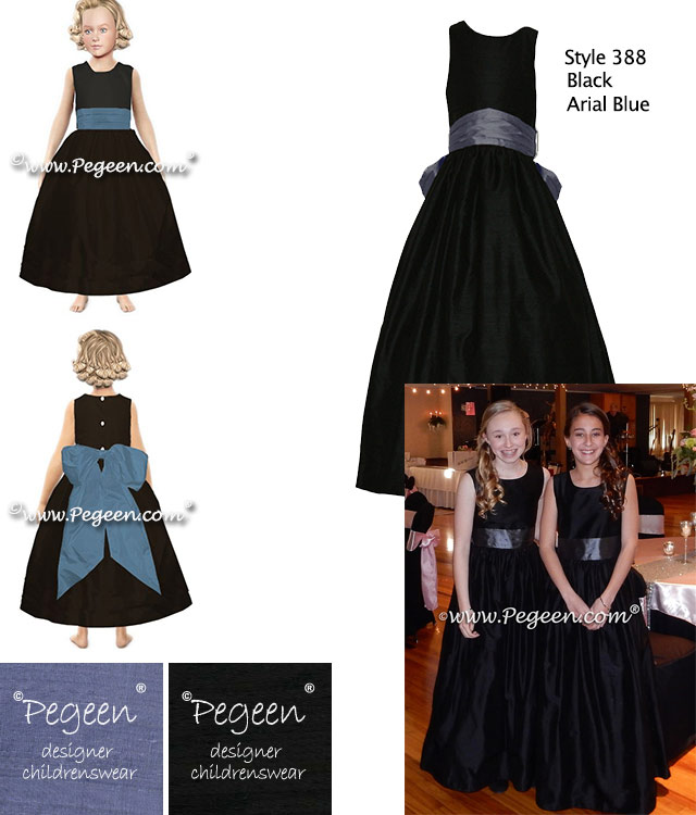 Black and Arial Blue - Pegeen.com Jr Bridesmaids Dress Style 388