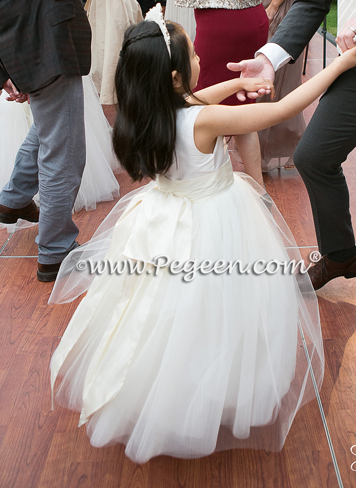 Style 402 was used for this flower girl in ivory and bisque